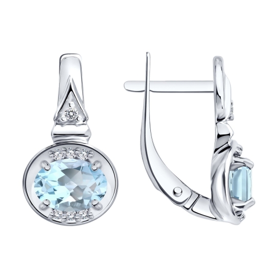 Серьги из серебра с гранатами и фианитами