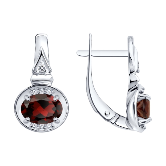 Серьги из серебра с фианитами