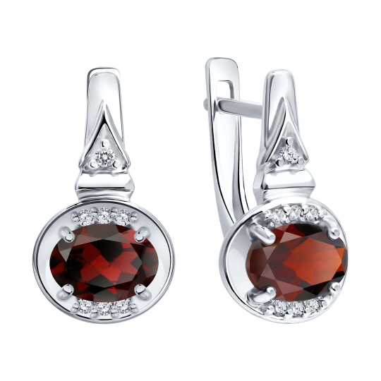 Серьги из серебра с фианитами