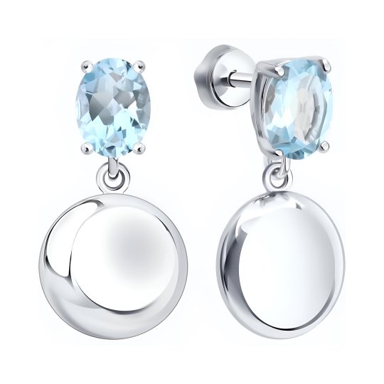 Серьги из серебра с фианитами