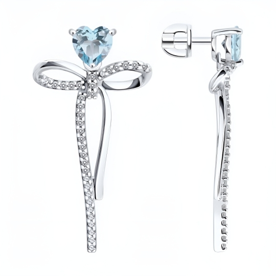 Серьги из серебра с фианитами