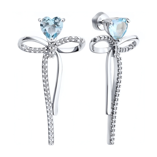 Серьги из серебра с фианитами