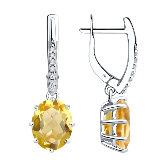Серьги из серебра с аметистами и фианитами