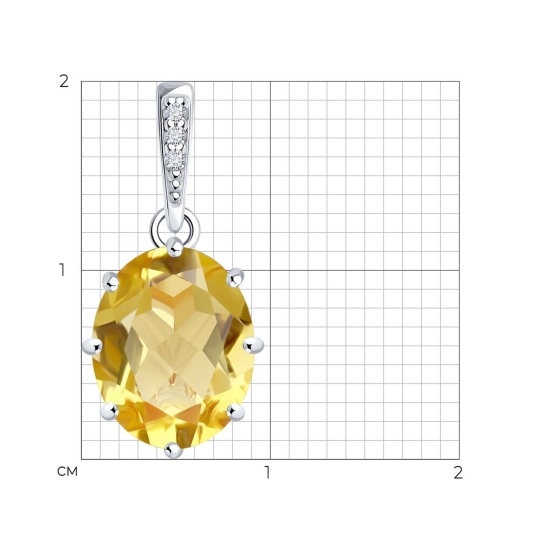 Серьги из серебра с цитринами и фианитами