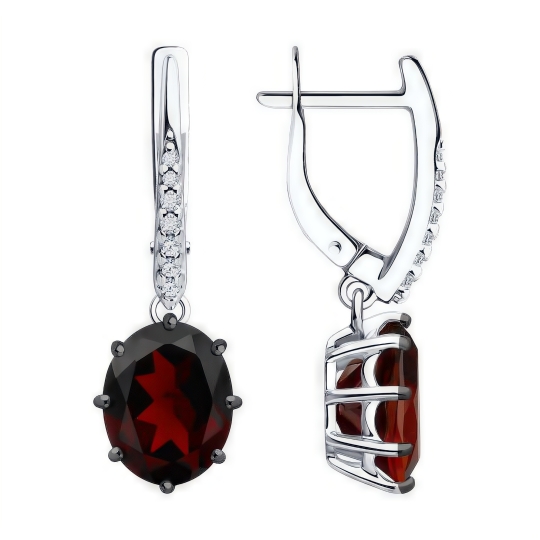 Серьги из серебра с аметистами и фианитами