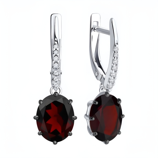 Серьги из серебра с аметистами и фианитами