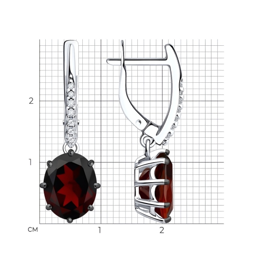 Серьги из серебра с аметистами и фианитами