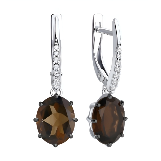 Серьги из серебра с аметистами и фианитами