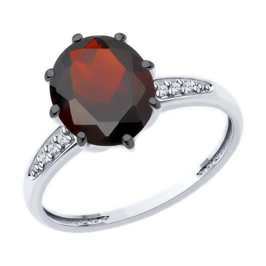 Серьги из серебра с гранатами и фианитами