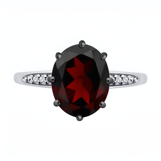 Серьги из серебра с гранатами и фианитами