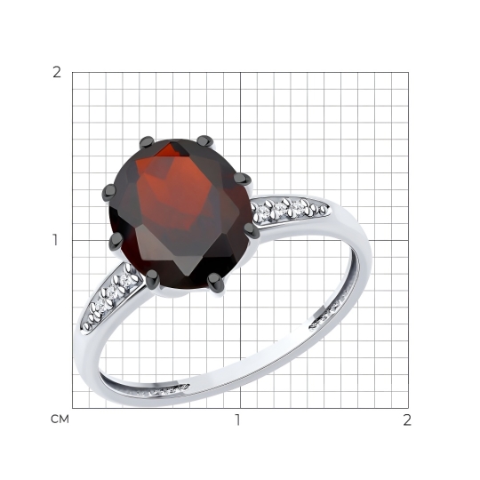 Серьги из серебра с гранатами и фианитами