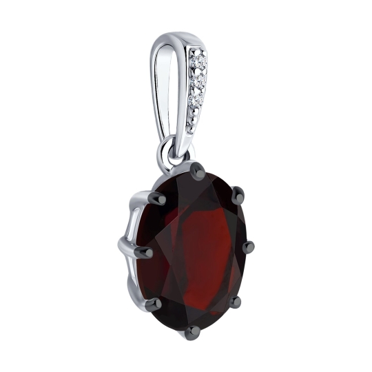 Серьги из серебра с гранатами и фианитами