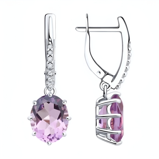 Серьги из серебра с фианитами