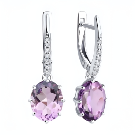 Серьги из серебра с фианитами