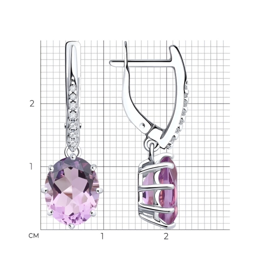 Серьги из серебра с фианитами