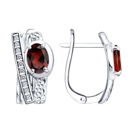 Серьги из серебра с топазами и фианитами