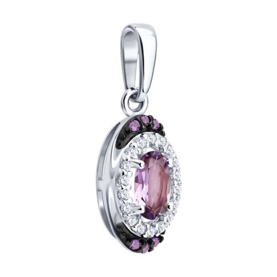 Серьги из серебра с аметистами и фианитами