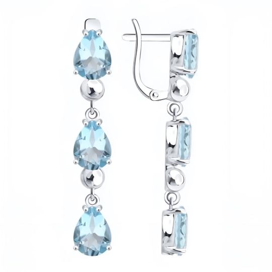 Серьги из серебра с фианитами