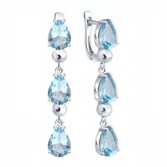 Серьги из серебра с фианитами