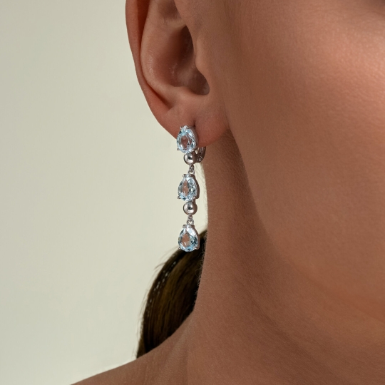 Серьги из серебра с фианитами