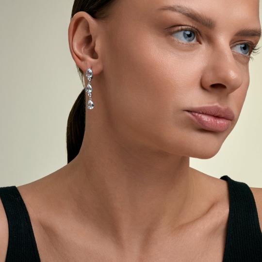 Серьги из серебра с фианитами