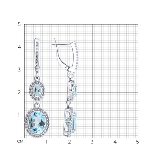 Серьги из серебра с фианитами
