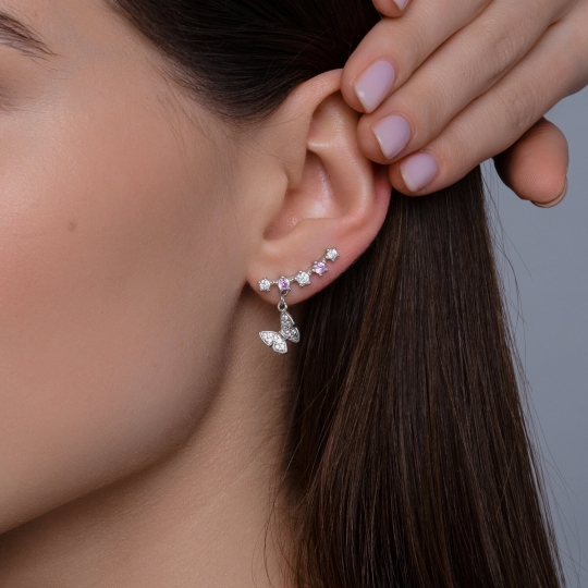 Серьги из серебра с гранатами и фианитами