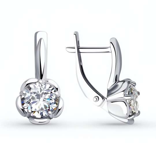 Серьги из серебра с фианитами