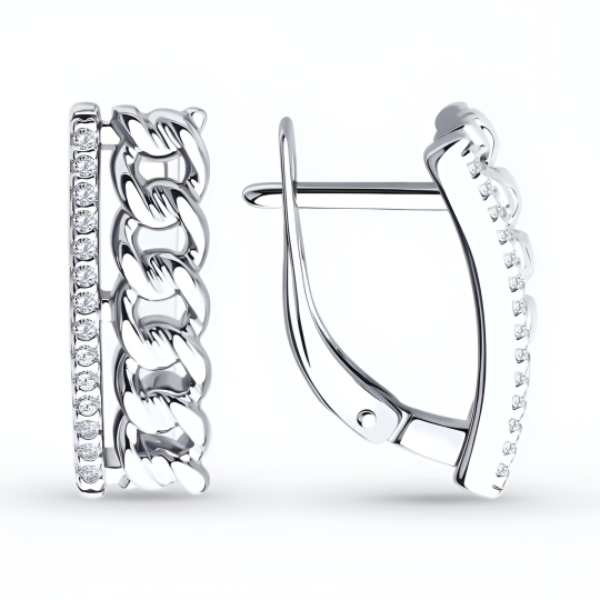Серьги из серебра с фианитами