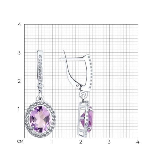 Серьги из серебра с фианитами