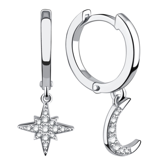 Серьги из серебра с фианитами