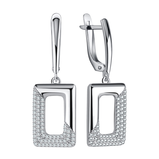 Серьги из серебра с агатами и фианитами