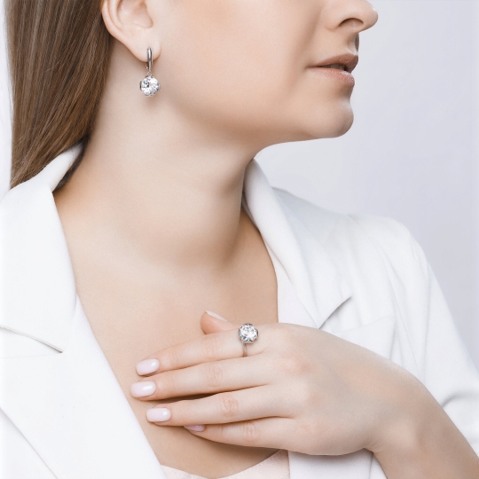 Серьги из серебра с жемчугом и фианитами