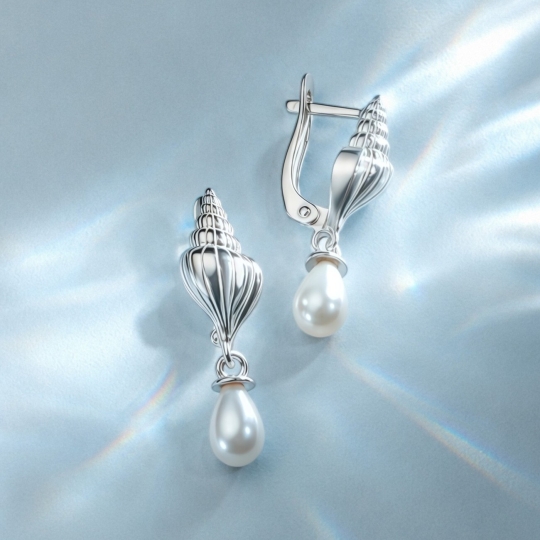 Серьги из серебра с позолотой и эмалью