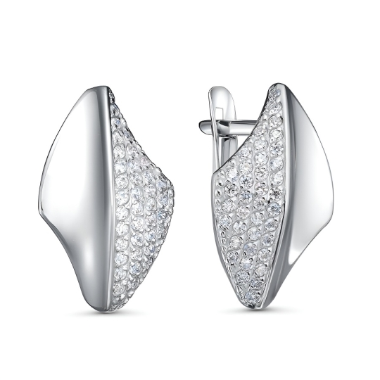 Серьги из серебра с гранатами и фианитами