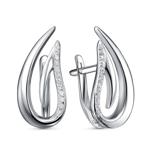 Серьги из серебра с фианитами
