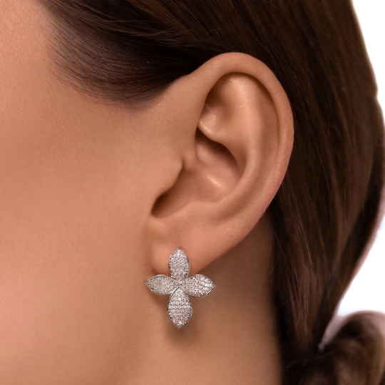 Серьги из серебра с фианитами