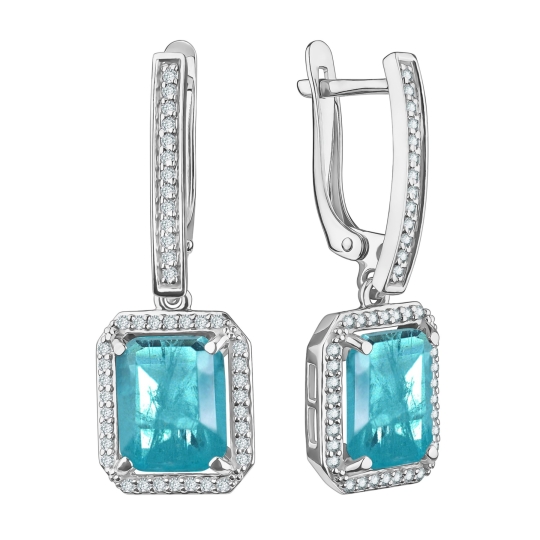 Серьги из серебра с гранатами и фианитами