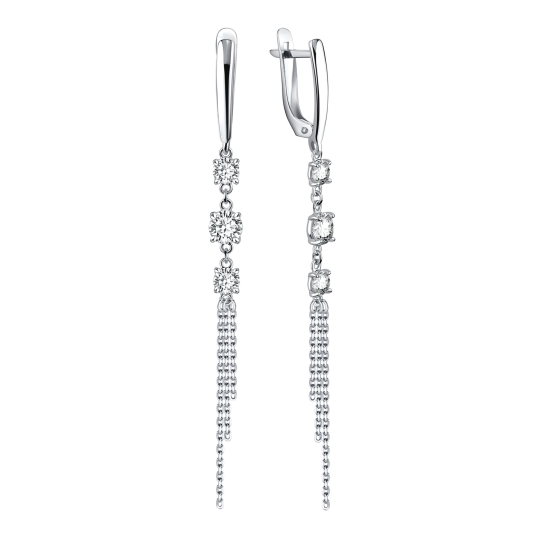 Серьги из серебра с фианитами