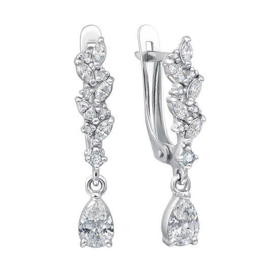 Серьги из серебра с фианитами