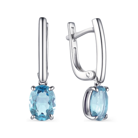 Серьги из серебра с гранатами и фианитами
