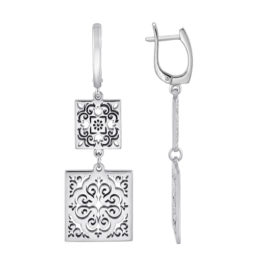 Серьги из серебра с фианитами