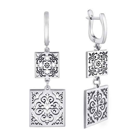 Серьги из серебра с фианитами