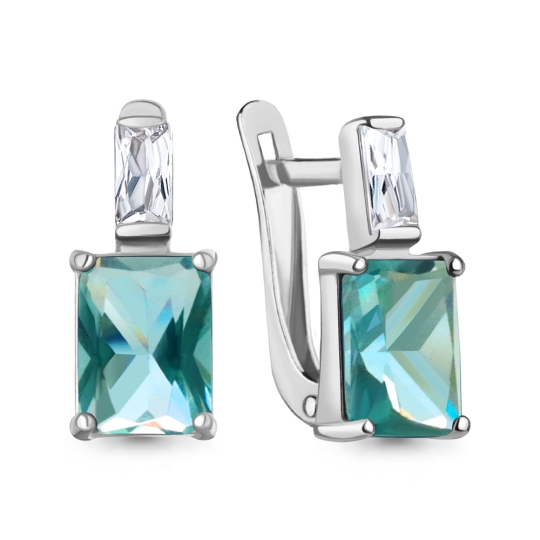 Серьги из серебра с фианитами