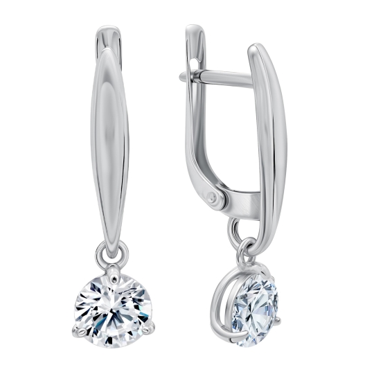Серьги из серебра с фианитами