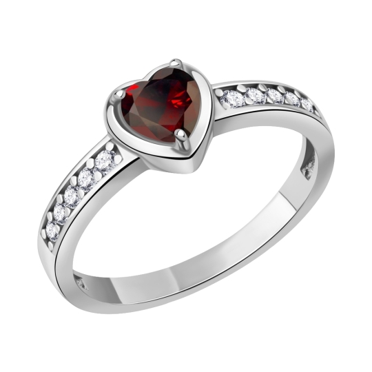 Серьги из серебра с гранатами и фианитами