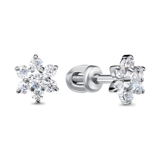 Серьги из серебра с фианитами