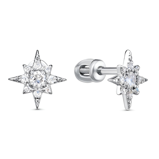 Серьги из серебра с фианитами