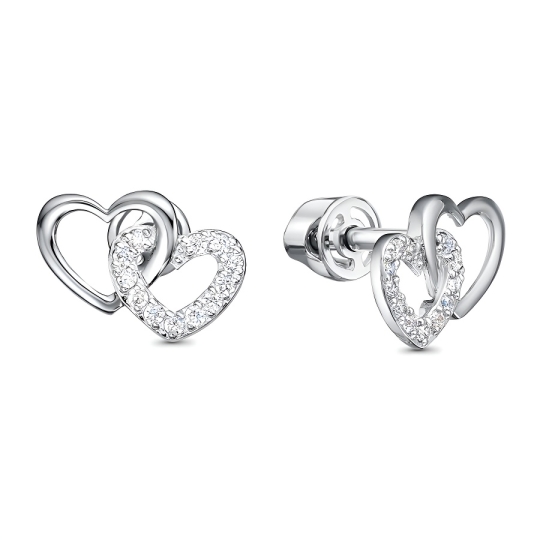 Серьги из серебра с фианитами