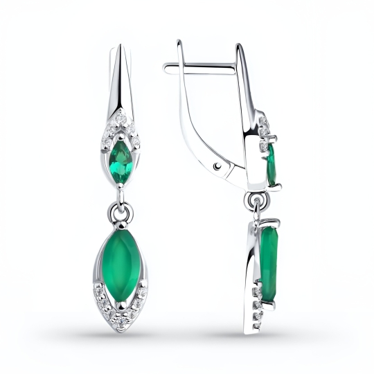 Серьги из серебра с фианитами
